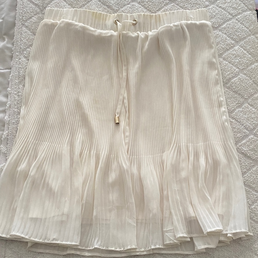 Cream Pleated Skirt